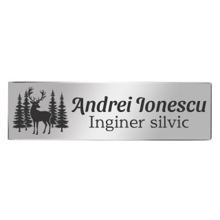Ecuson Personalizat Inox Argintiu Nume Inginer Silvic
