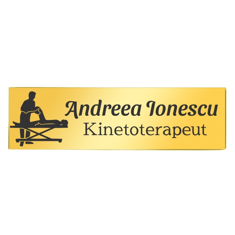                  Ecuson Personalizat Inox Auriu Nume Kinetoterapeut
               