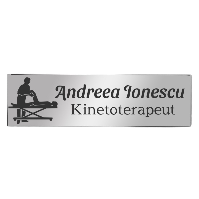                  Ecuson Personalizat Inox Argintiu Nume Kinetoterapeut
               
