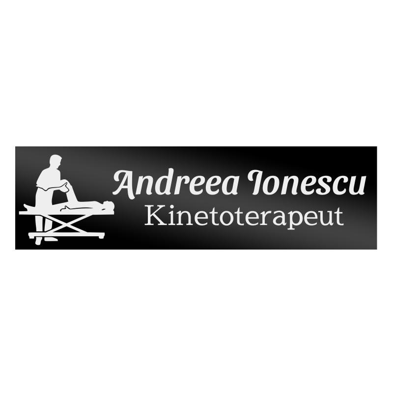                  Ecuson Personalizat Inox Negru Nume Kinetoterapeut
               