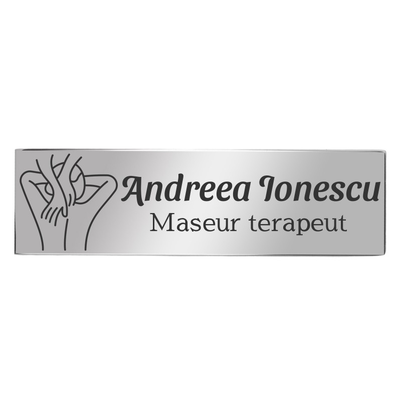                  Ecuson Personalizat Inox Argintiu Nume Maseur
               
