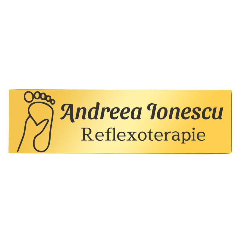 Ecuson Personalizat Inox Auriu Nume Reflexoterapie
