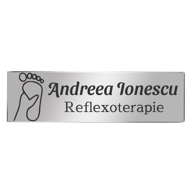 Ecuson Personalizat Inox Argintiu Nume Reflexoterapie