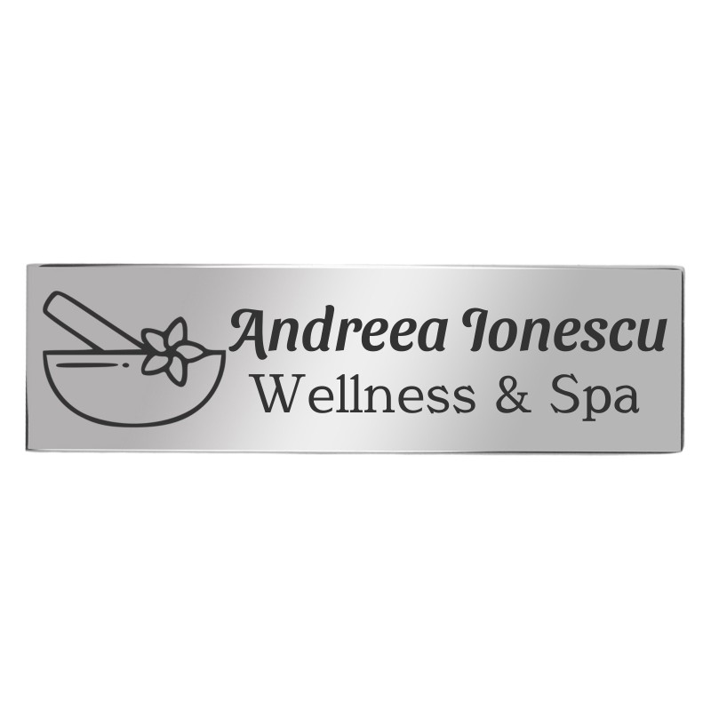                  Ecuson Personalizat Inox Argintiu Nume Wellness Spa
               