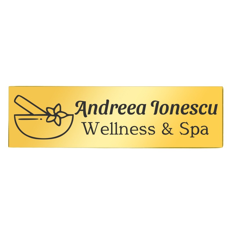                  Ecuson Personalizat Inox Auriu Nume Wellness Spa
               
