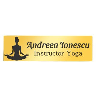Ecuson Personalizat Inox Auriu Nume Yoga