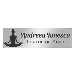 Ecuson Personalizat Inox Argintiu Nume Yoga