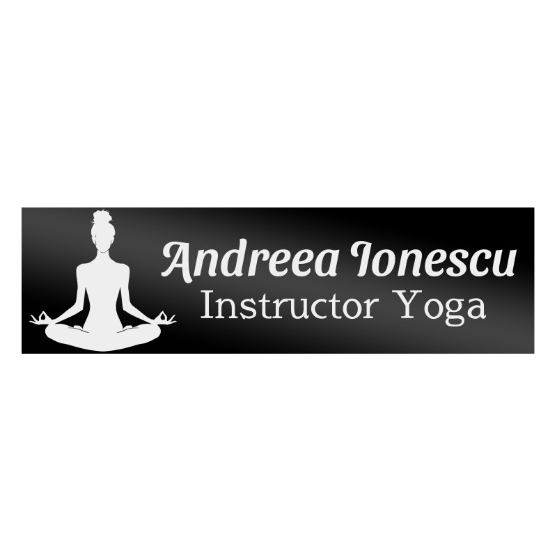                 Ecuson Personalizat Inox Negru Nume Yoga
               