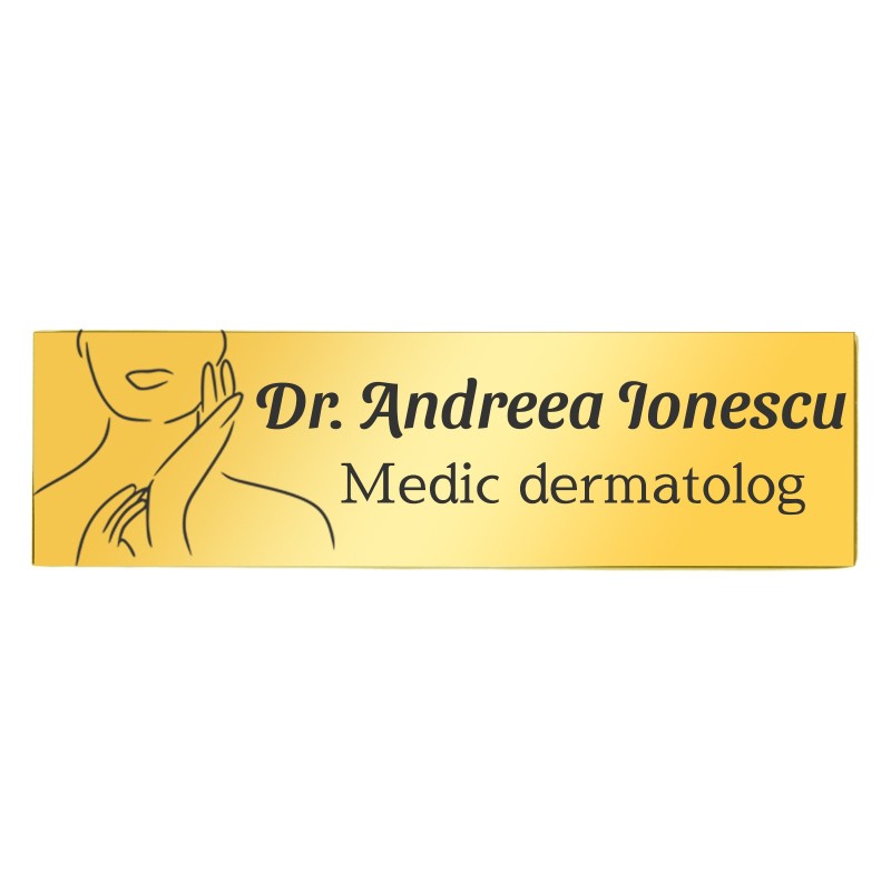Ecuson Personalizat Inox Auriu Nume Medic Dermatolog