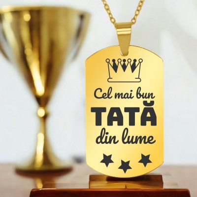 Colier Personalizat Army Inox Auriu Coroana