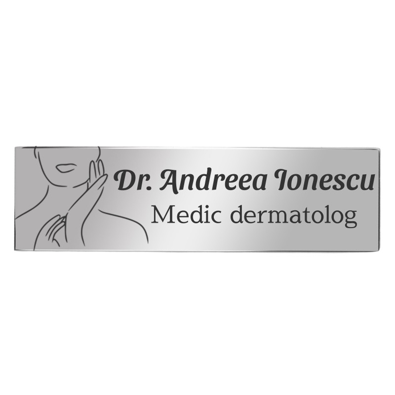                  Ecuson Personalizat Inox Argintiu Nume Medic Dermatolog
               