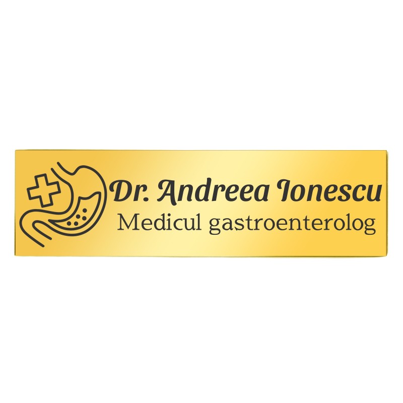 Ecuson Personalizat Inox Auriu Nume Medic Gastroenterolog