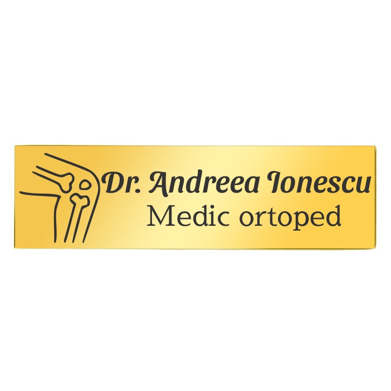 Ecuson Personalizat Inox Auriu Nume Medic Ortoped