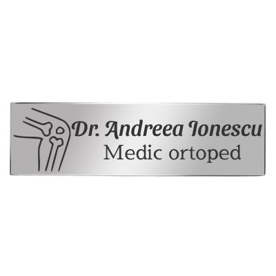 Ecuson Personalizat Inox Argintiu Nume Medic Ortoped