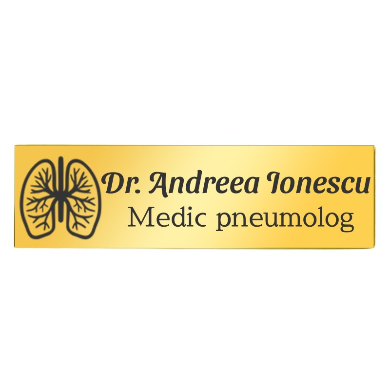 Ecuson Personalizat Inox Auriu Nume Medic Pneumolog