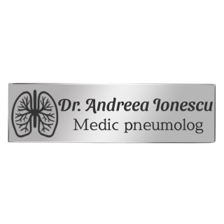 Ecuson Personalizat Inox Argintiu Nume Medic Pneumolog
