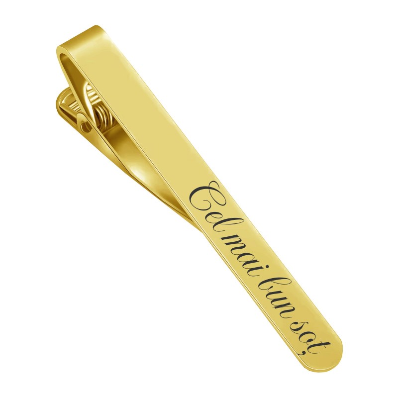                  Clips Personalizat Cravata Inox Auriu Dedicatie
               