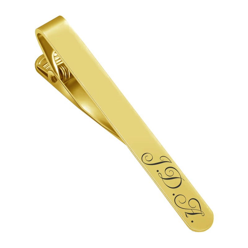 Clips Personalizat Cravata Inox Auriu Initiale