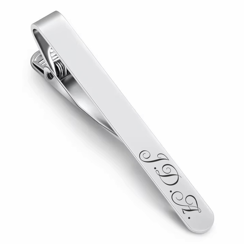 Clips Personalizat Cravata Inox Argintiu Initiale