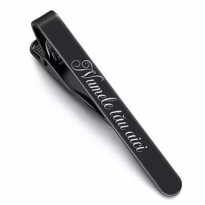 Clips Personalizat Cravata Inox Negru Numele Tau