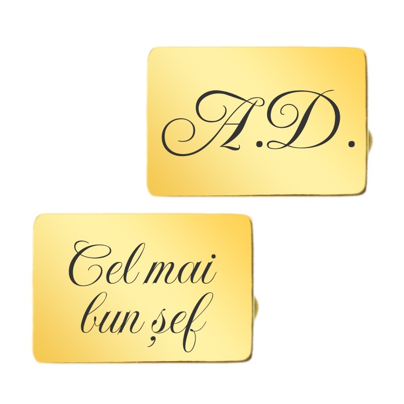                  Butoni personalizati Dreptunghi Inox Auriu Dedicatie Initiale
               