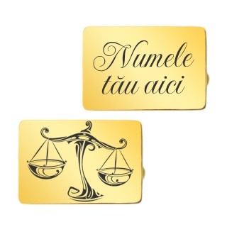 Butoni personalizati Dreptunghi Inox Auriu Simbol Job si Nume