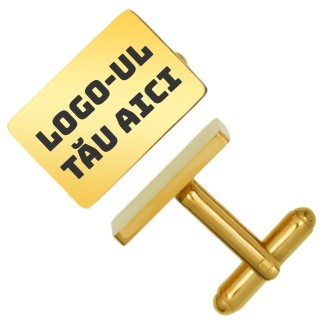 Butoni personalizati Dreptunghi Inox Auriu Logo Companie