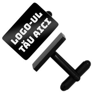 Butoni personalizati Dreptunghi Inox Negru Logo Companie