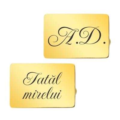 Butoni personalizati Dreptunghi Inox Auriu Initiale Nuntasi