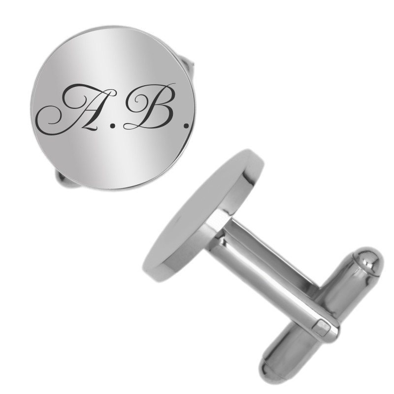                  Butoni personalizati Rotund Inox Argintiu Initiale
               