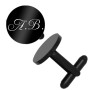 Butoni personalizati Rotund Inox Negru Initiale