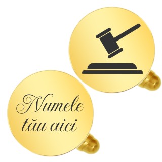 Butoni personalizati Rotund Inox Auriu Simbol si Nume