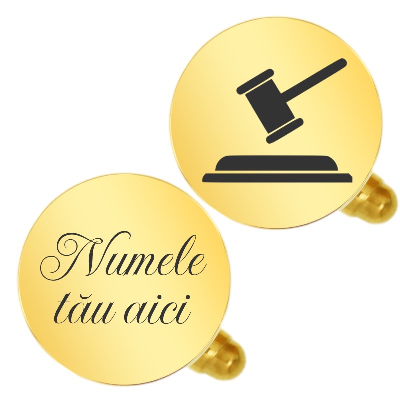                  Butoni personalizati Rotund Inox Auriu Simbol si Nume
               