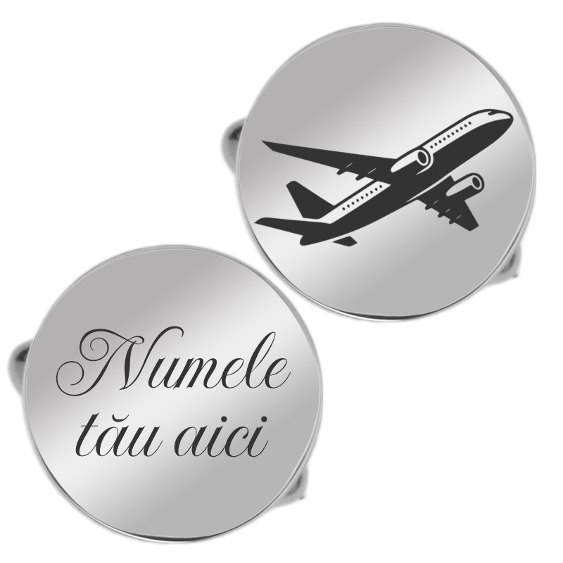 Butoni personalizati Rotund Inox Argintiu  Simbol si Nume