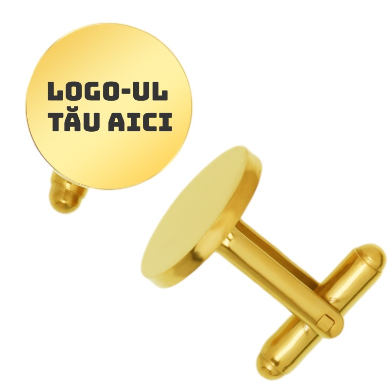                  Butoni personalizati Rotund Inox Auriu Logo Companie
               