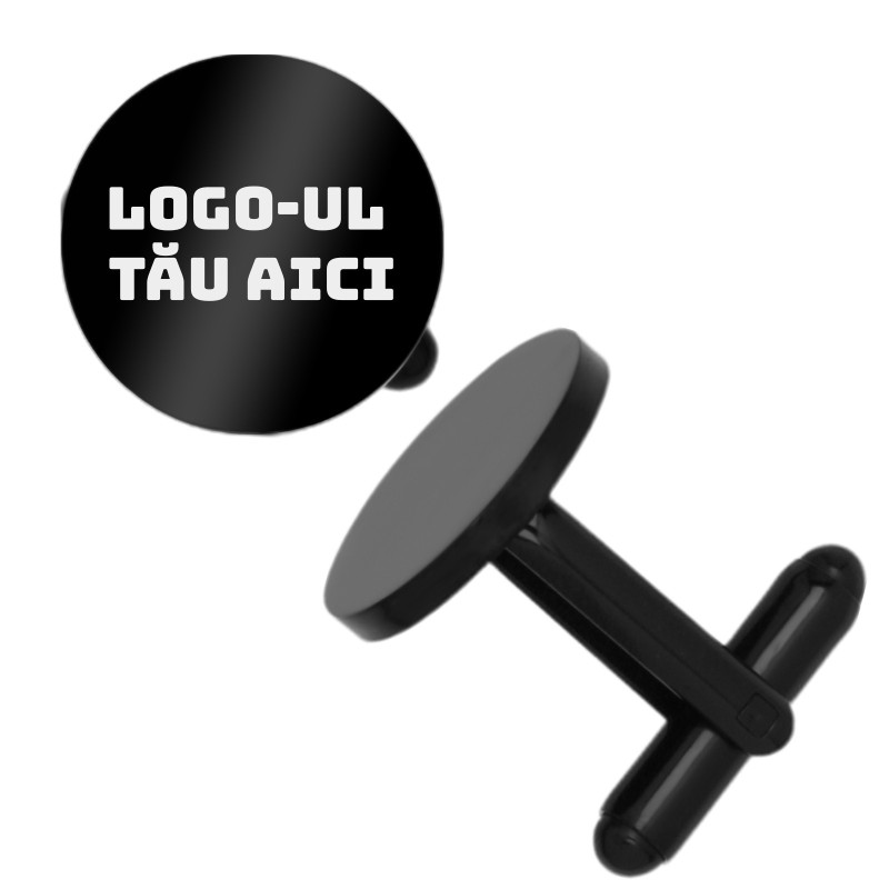 Butoni personalizati Rotund Inox Negru Logo Companie