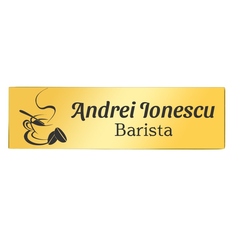 Ecuson Personalizat Inox Auriu Nume Barista