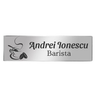 Ecuson Personalizat Inox Argintiu Nume Barista