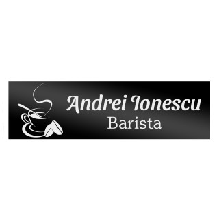 Ecuson Personalizat Inox Negru Nume Barista