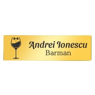 Ecuson Personalizat Inox Auriu Nume Barman