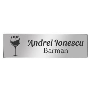 Ecuson Personalizat Inox Argintiu Nume Barman