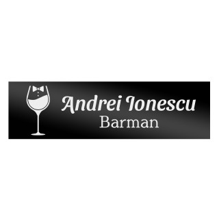 Ecuson Personalizat Inox Negru Nume Barman