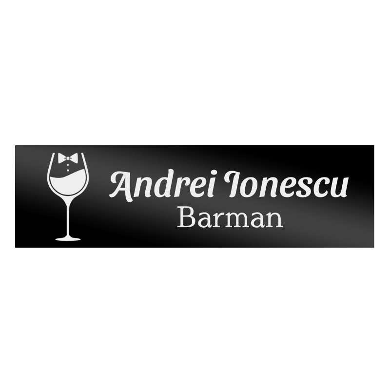 Ecuson Personalizat Inox Negru Nume Barman