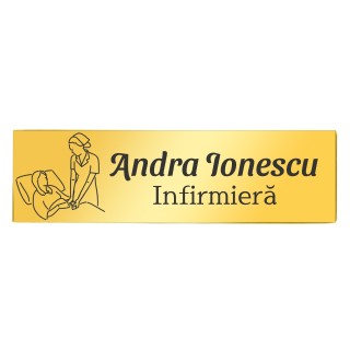 Ecuson Personalizat Inox Auriu Nume Infirmiera