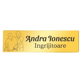 Ecuson Personalizat Inox Auriu Nume Ingrijitoare