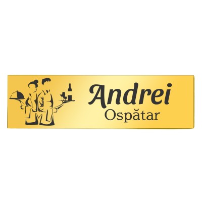 Ecuson Personalizat Inox Auriu Nume Ospatar