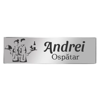 Ecuson Personalizat Inox Argintiu Nume Ospatar