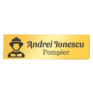 Ecuson Personalizat Inox Auriu Nume Pompier