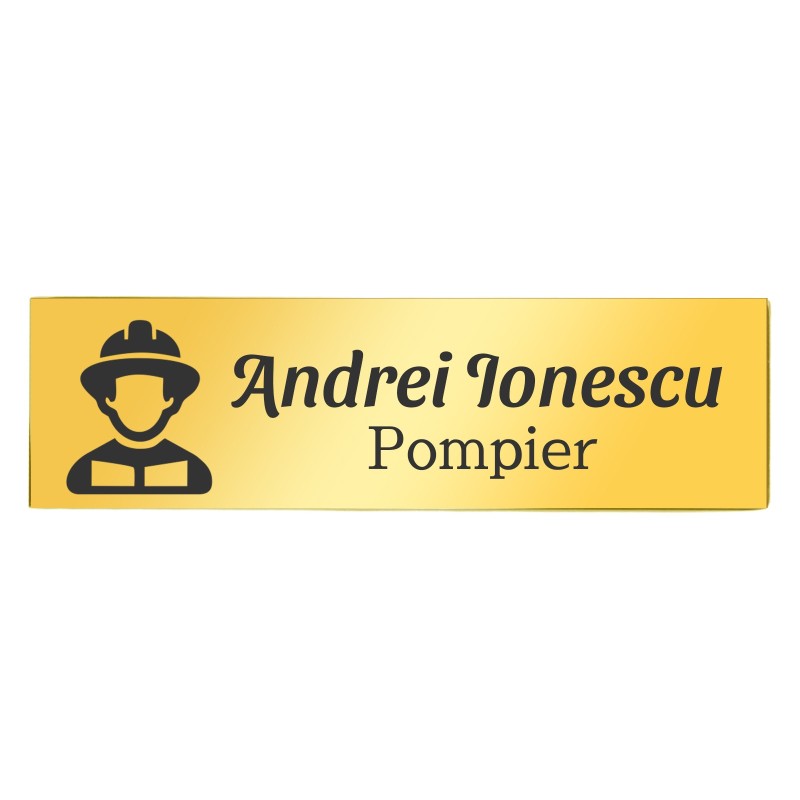 Ecuson Personalizat Inox Auriu Nume Pompier