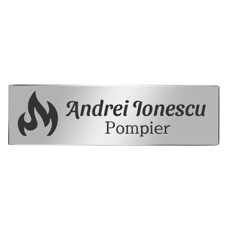                  Ecuson Personalizat Inox Argintiu Nume Pompier
               